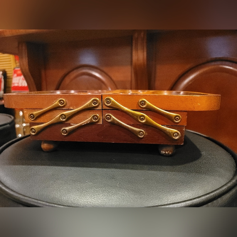 VINTAGE KAROFF 1950's FOLDAWAY BUFFET TRAY -WOOD & BRASS - Atomic Kitchen Decor